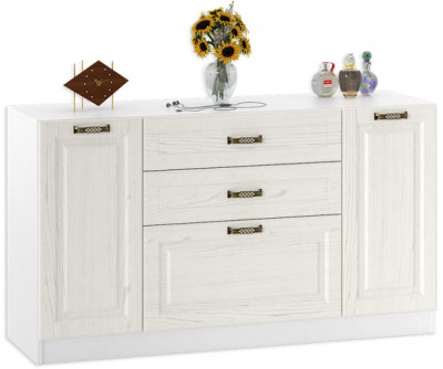 Ливерпуль Комод, цвет ясень ваниль/белый, ШхГхВ 140х41,4х78,3 см.