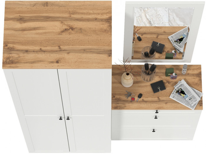 Остин Прихожая 16, белый шагрень/дуб крафт золотой