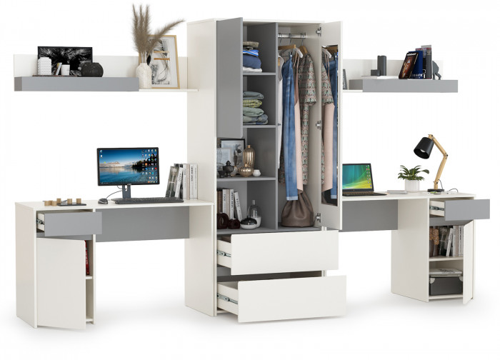 Торонто Компоновка № 18, белый шагрень/стальной серый