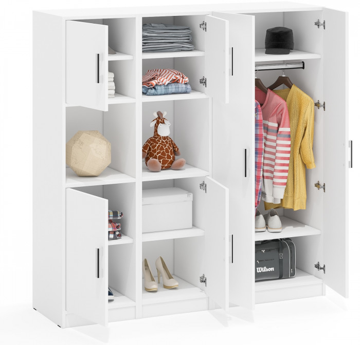 Шкаф С-МД-СК9Ш+Пенал С-МД-СК9П+Пенал С-МД-СК9П, белый шагрень