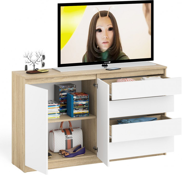 Мори Комод МК1600.1, дуб сонома/белый