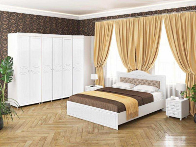 Спальня Монако-4 мягкая спинка белое дерево