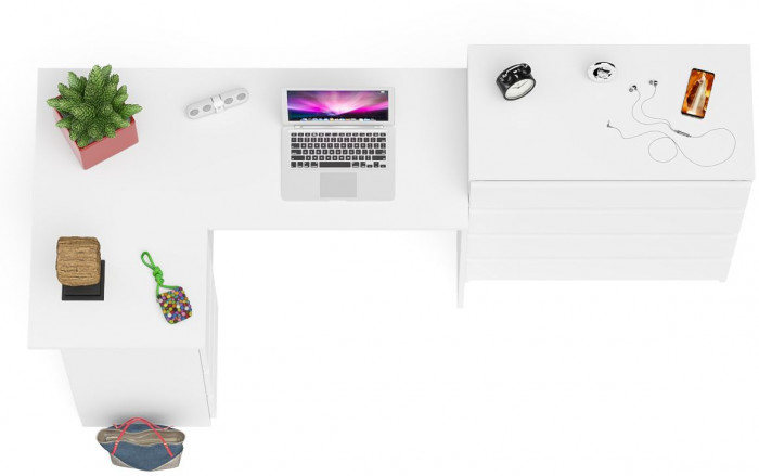 Мори компьютерный стол МС-16 левый + Комод МК800.4, белый