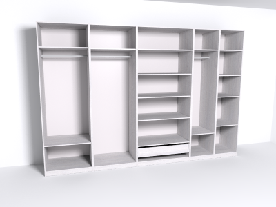 Гардеробная Рум. Комплект 6.1 без фасадов, ясень