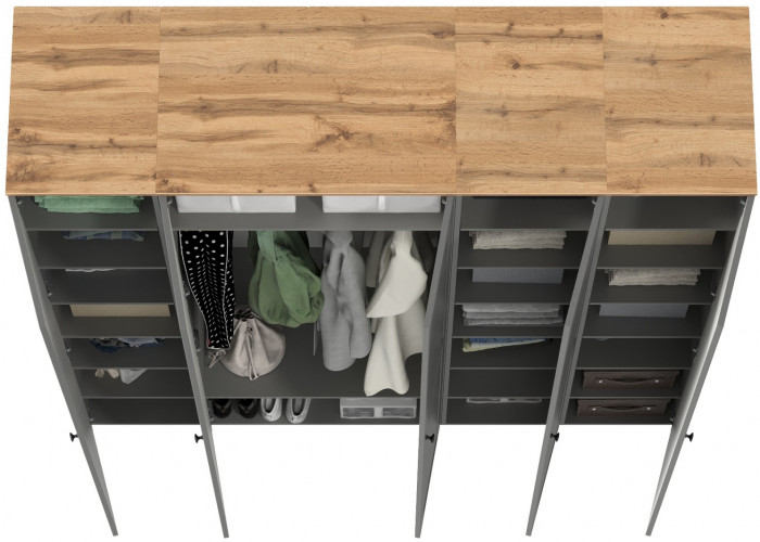 Остин Набор шкафов 03, цвет серый графит/дуб крафт золотой, ШхГхВ 200х54,3х229,6 см., универсальная сборка