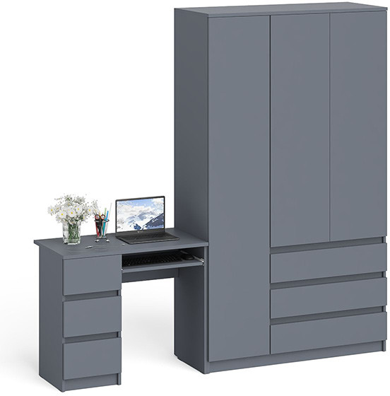 Мори компьютерный стол МС-6 левый + Шкаф МШ1200.1, графит