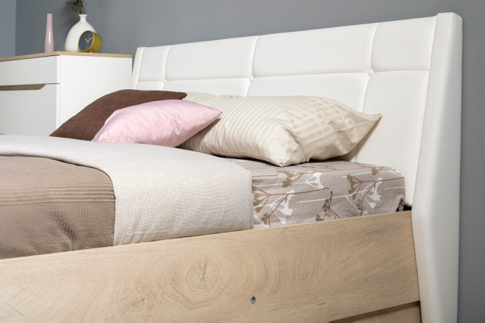 Муссон Спальня № 04, белый/дуб эндгрейн элегантный/искусственная кожа белая