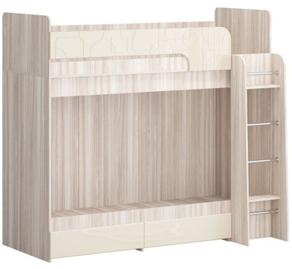 Двухъярусная кровать Бемби МДФ NEW, ясень (Роза, Ясень шимо светлый)