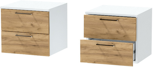 Тумба-6 прикроватная подвесная "Иннэс-7", Белый/Крафт золотой