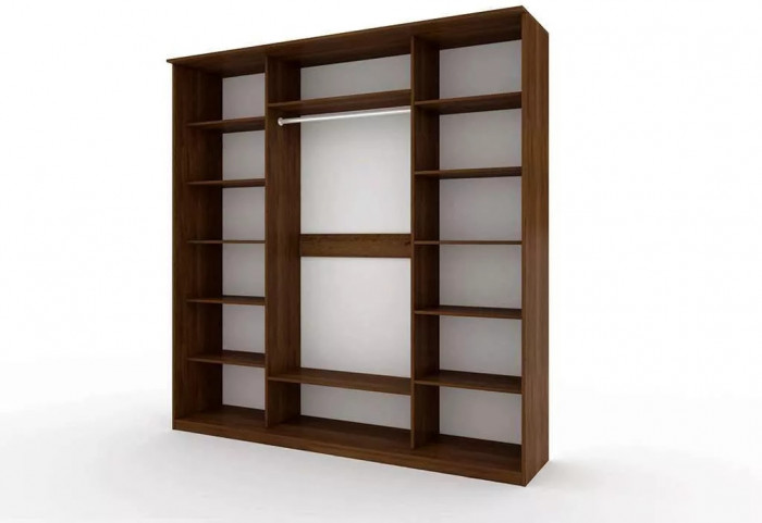 Шкаф купе Модерн 2362х600 4-х дверный 3-х секционный зеркальный с пескоструем №4 венге