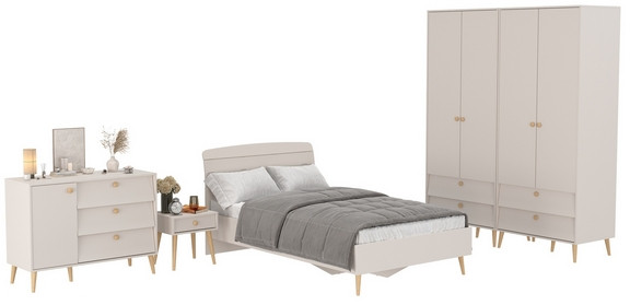 Афина Спальня 37-1200, цвет кашемир серый, сп.м. 1200х2000 мм., б/м, основание есть - фанера