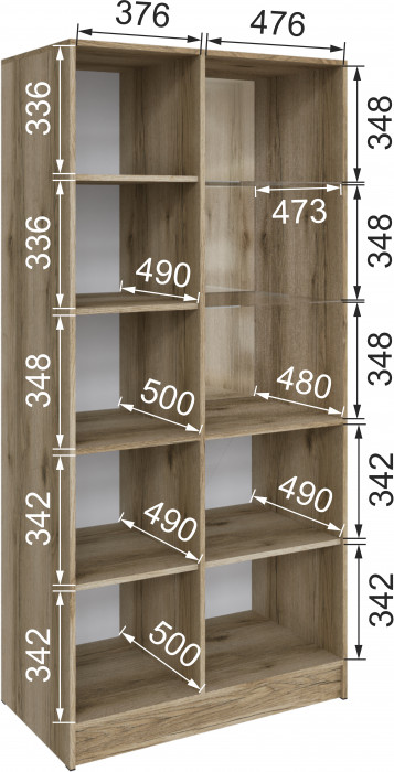 Шкаф Мадрид (0,9) с 1 витриной, Дуб делано