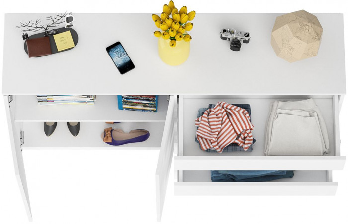 Мори Комод МК1600.1, цвет белый, ШхГхВ 160,4х41х94 см., НЕ универсальная сборка