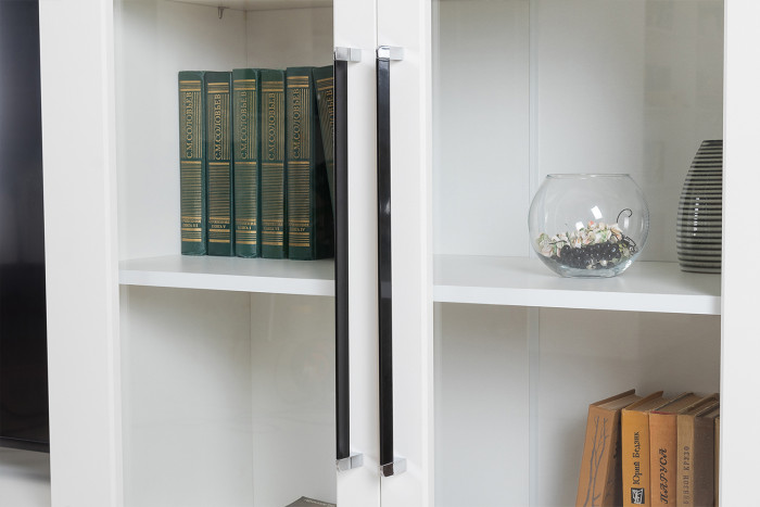 Валенсия Гостиная № 073, цвет ЛДСП белый шагрень/МДФ белый шагрень, ШхГхВ 301,3х38,3х225,2 см., универсальная сборка