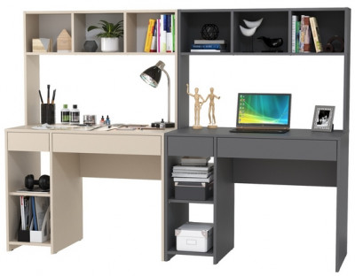 Стол компьютерный Комфорт 12.77F + Стол компьютерный Комфорт 12.77F, цвет сатин/тёмно-серый, ШхГхВ 200х49,8х147 см., универсальная сборка