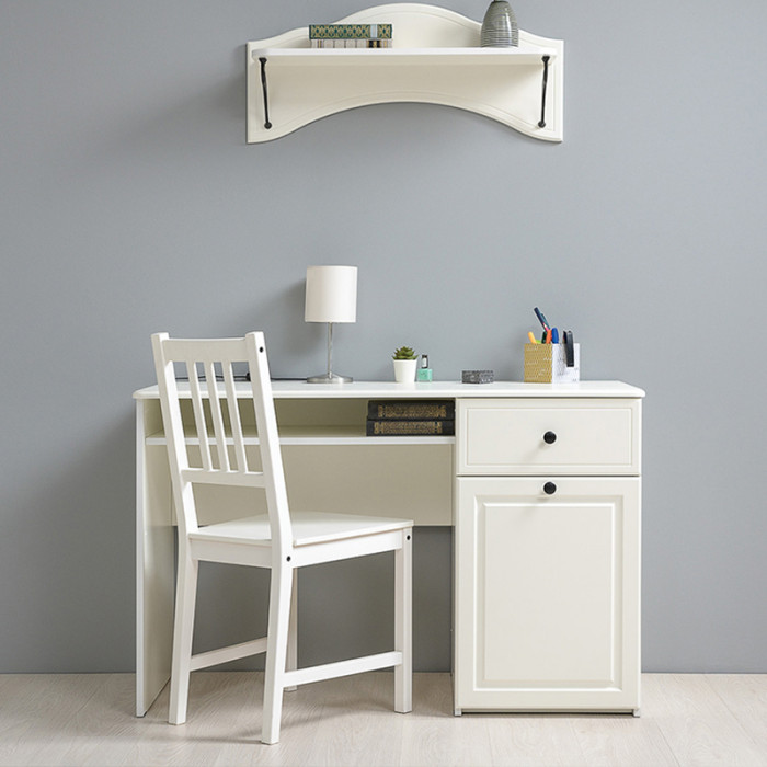 КР100 Роуз 12.148 Стол письменный, цвет ЛДСП белый(тиснение Поры дерева)/МДФ ясень ваниль, ШхГхВ 119х51,7х76,3 см., универсальная сборка