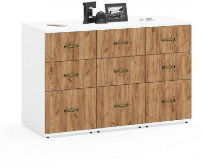 Лидер-8 Тумба МД 3.16 3 шт., цвет белый шагрень/крафт золото, ШхГхВ 120х50х75 см., универсальная сборка