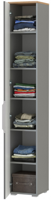 Октава 13.228 Шкаф-пенал, серый графит/дуб крафт золотой/фасады МДФ серый графит