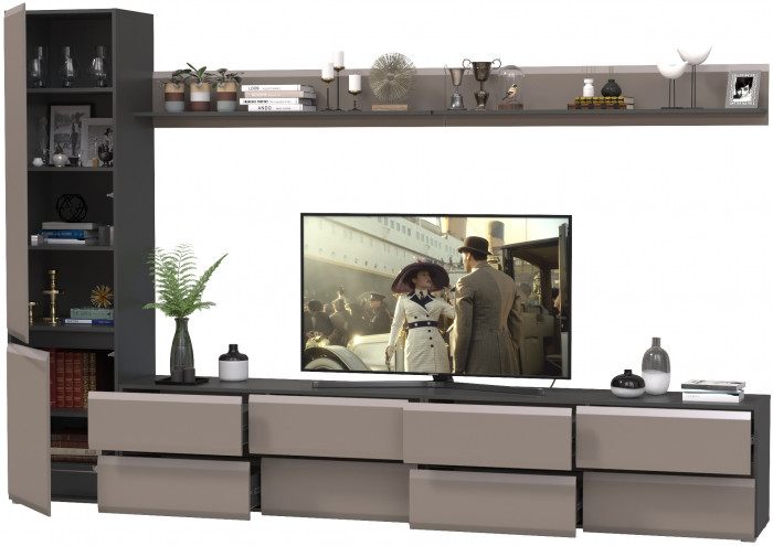 Сидней Комплектация № 100, корпус: антрацит/фасады: МДФ веллюто капучино