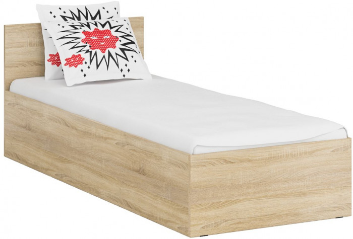 Спальня Стандарт 4-0800, дуб сонома/фасады ТВ тумбы МДФ белый глянец