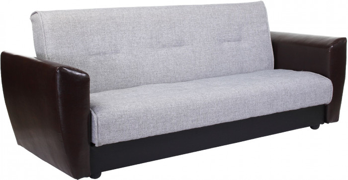 Диван-кровать Амстердам, 140х190, книжка, пружинный блок, рогожка/экокожа, серый