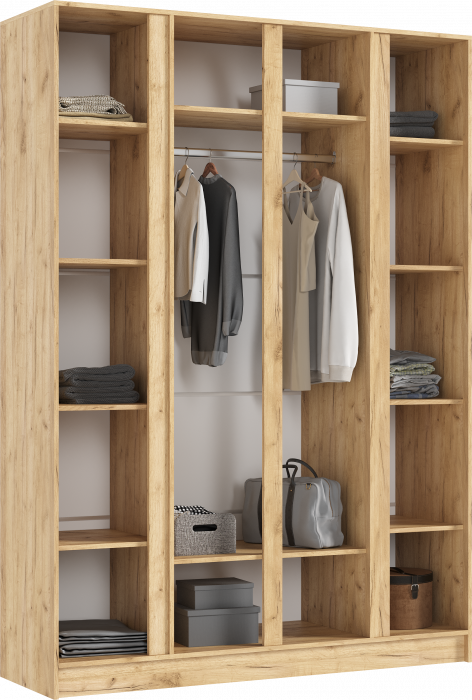 Келвин Шкаф 4-х створчатый (1600) (Белый Глянец, Дуб Крафт)