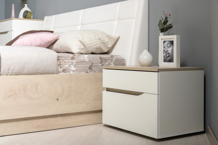 Муссон Спальня № 05, белый/дуб эндгрейн элегантный/искусственная кожа белая