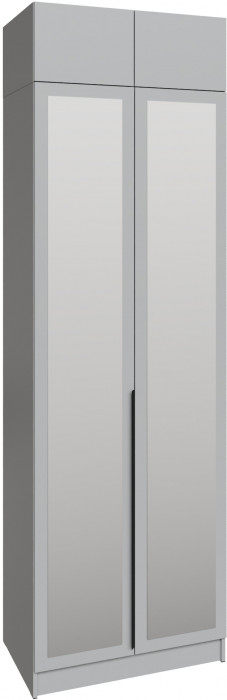 Шкаф 0,8 с антресолью и зеркалом Мадрид, Камень серый