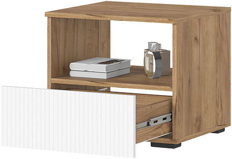 Хелен ТБ 01 Тумба прикроватная (0,502х0,442х0,460) белый супермат/дуб крафт золото