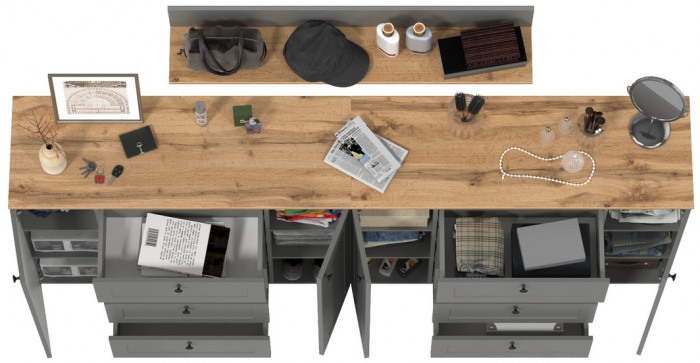 Остин Прихожая 70, цвет серый графит/дуб крафт золотой, ШхГхВ 240х41,9х160 см.