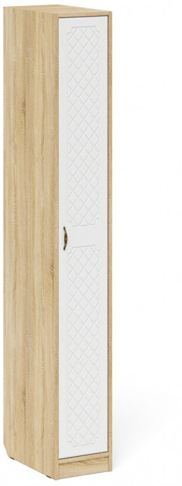 Прихожая П-6-500 Пенал, цвет дуб сонома/фасады МДФ белое дерево фрезеровка ромб, ШхГхВ 30х50х210 см., универсальная сборка
