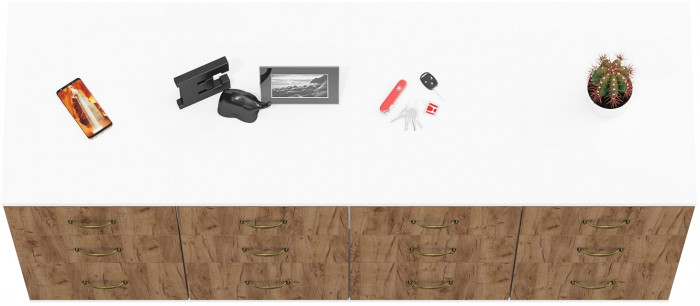 Лидер-8 Тумба МД 3.16 4 шт., цвет белый шагрень/крафт золото, ШхГхВ 160х50х75 см., универсальная сборка