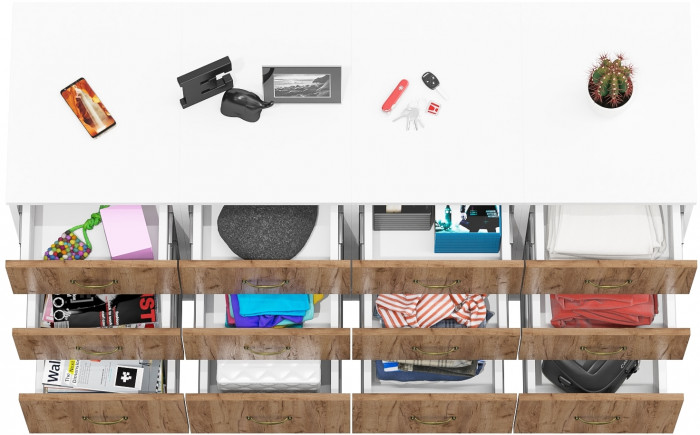 Лидер-8 Тумба МД 3.16 4 шт., цвет белый шагрень/крафт золото, ШхГхВ 160х50х75 см., универсальная сборка