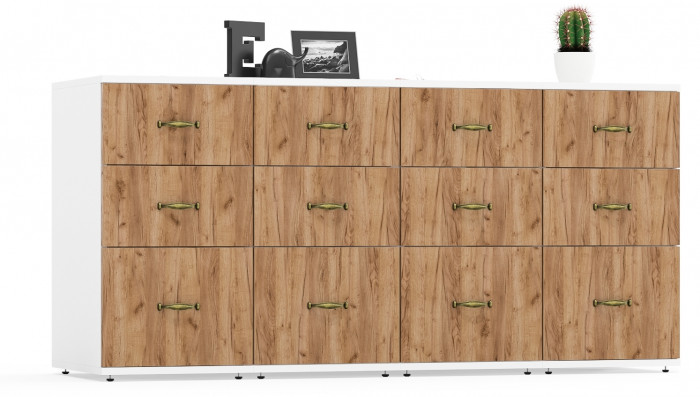 Лидер-8 Тумба МД 3.16 4 шт., цвет белый шагрень/крафт золото, ШхГхВ 160х50х75 см., универсальная сборка