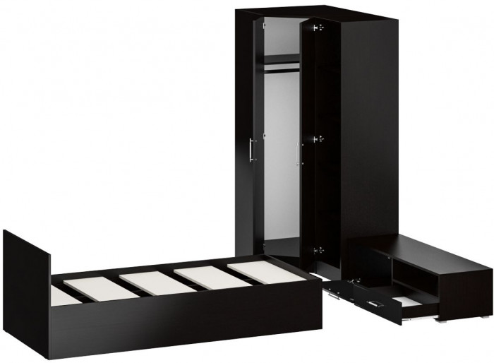 Спальня Стандарт 4-0900, венге/фасады ТВ тумбы МДФ чёрный глянец