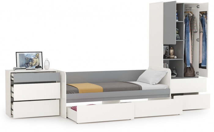 Торонто Компоновка № 21, белый шагрень/стальной серый