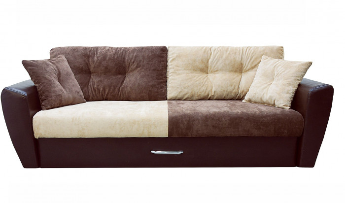 Диван-кровать Амстердам Люкс, 150х195, еврокнижка, пружинный блок, велюр/экокожа, комби