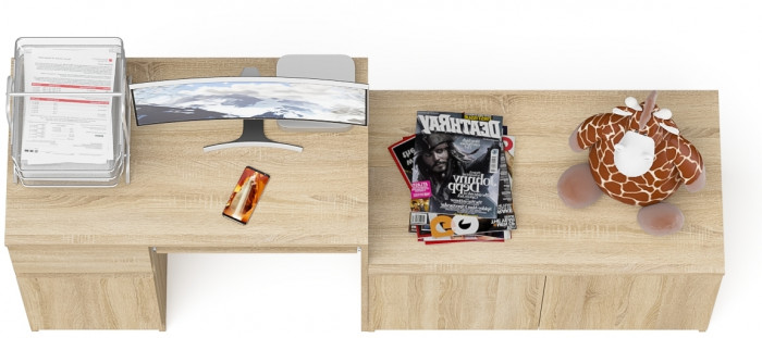 Мори компьютерный стол МС-1 левый + Тумба МА900.1, дуб сонома