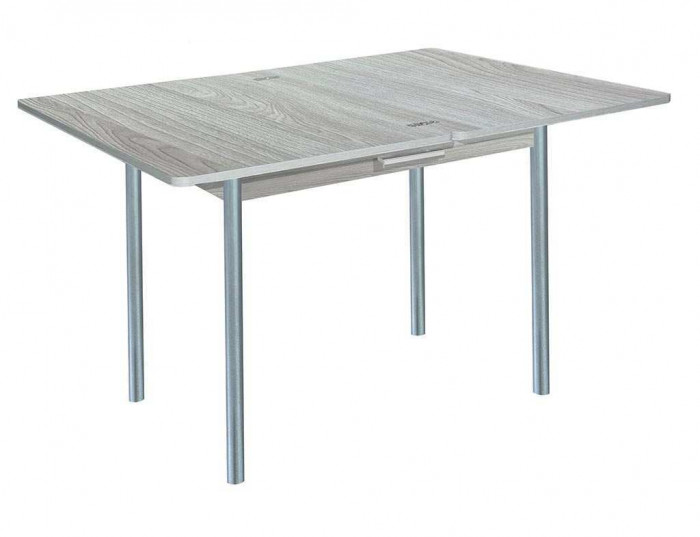 Симпл стол обеденный раскладной с ящиком / Ясень светлый/металлик