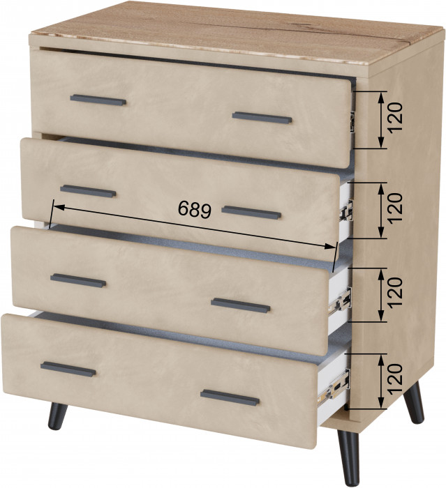 Комод интерьерный Пай бежевый/мдф дуб канадский