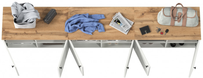 Остин 13.257 Тумба + 13.257 Тумба + 13.257 Тумба, белый шагрень/дуб крафт золотой