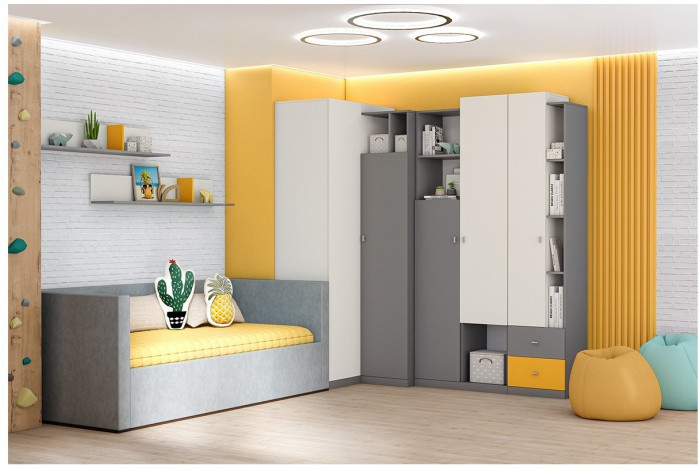 Модульная детская Клео набор 5 (Графит/Миндаль/Солнечный)