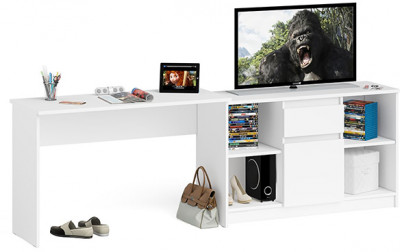 Мори Стол письменный МСП1200.1 + Тумба МТВ1204.1, цвет белый, ШхГхВ 240,8х50х76,6 см., универсальная сборка