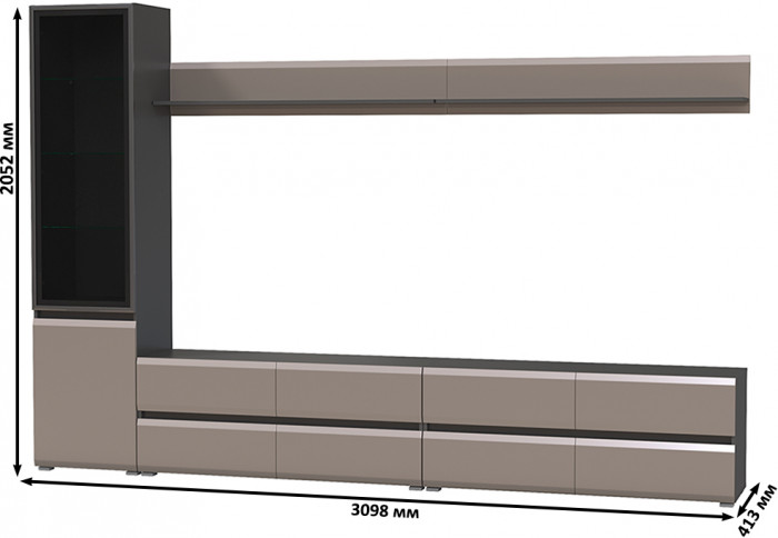 Сидней Комплектация № 102, корпус: антрацит/фасады: МДФ веллюто капучино