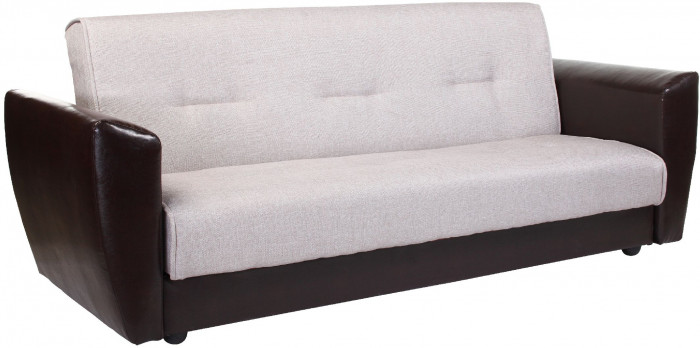 Диван-кровать Амстердам, 140х190, книжка, пружинный блок, рогожка/экокожа, бежевый