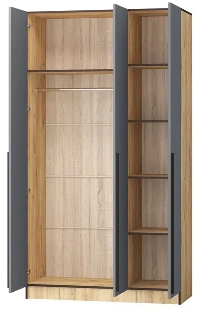 Шкаф Бастион 1500 №1, Графит/Дуб крафт золотой