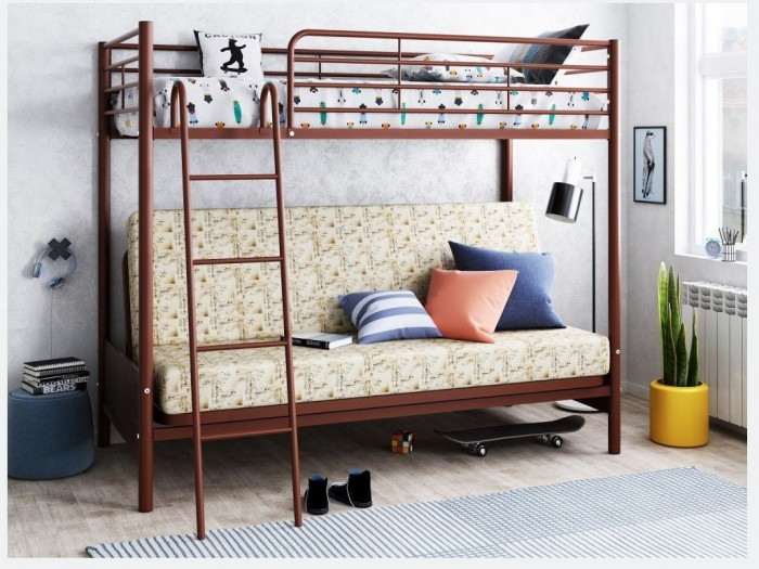 Двухъярусная кровать Мадлен-2 90/120х190 (Гобелен Пифагор, Слоновая кость)