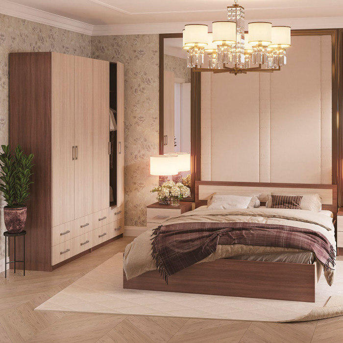 ГАРМОНИЯ ШК 603 М шкаф 2х створчатый (0,8х2,2х0,5) шимо темный/шимо светлый