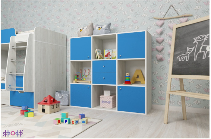 Стеллаж Джери (Винтерберг/Голубой)