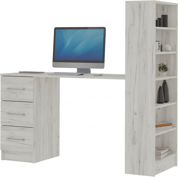 Гранд стол письменный (1,450 х1,350х0,502) дуб крафт белый